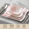 imageMALACASA Dinnerware Sets 30Piece Pink Plates and Bowls Sets for 6 Porcelain Dinnerware Set with Plates and Bowls Cups and Sacuers Square Dish Set Modern Dining Ware Set Series FloraPink