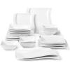imageMALACASA Dinnerware Sets 30Piece Pink Plates and Bowls Sets for 6 Porcelain Dinnerware Set with Plates and Bowls Cups and Sacuers Square Dish Set Modern Dining Ware Set Series FloraIvory White