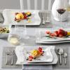 imageMALACASA Dinnerware Sets 30Piece Pink Plates and Bowls Sets for 6 Porcelain Dinnerware Set with Plates and Bowls Cups and Sacuers Square Dish Set Modern Dining Ware Set Series FloraMarble Grey