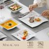 imageMALACASA Dinnerware Sets 30Piece Pink Plates and Bowls Sets for 6 Porcelain Dinnerware Set with Plates and Bowls Cups and Sacuers Square Dish Set Modern Dining Ware Set Series FloraMarble Grey