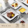 imageMALACASA Dinnerware Sets 30Piece Pink Plates and Bowls Sets for 6 Porcelain Dinnerware Set with Plates and Bowls Cups and Sacuers Square Dish Set Modern Dining Ware Set Series FloraMarble Grey