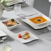 imageMALACASA Dishes Set for 4 16 Piece Ivory White Square Plates and Bowls Sets Porcelain Dinnerware Set with Dinner Plates Dessert Plates Soup Plates and Bowls Modern Dishware Sets Series FLORA