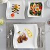 imageMALACASA Dishes Set for 4 16 Piece Ivory White Square Plates and Bowls Sets Porcelain Dinnerware Set with Dinner Plates Dessert Plates Soup Plates and Bowls Modern Dishware Sets Series FLORA