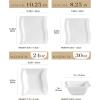 imageMALACASA Dishes Set for 4 16 Piece Ivory White Square Plates and Bowls Sets Porcelain Dinnerware Set with Dinner Plates Dessert Plates Soup Plates and Bowls Modern Dishware Sets Series FLORA