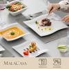 imageMALACASA Dishes Set for 4 16 Piece Ivory White Square Plates and Bowls Sets Porcelain Dinnerware Set with Dinner Plates Dessert Plates Soup Plates and Bowls Modern Dishware Sets Series FLORA