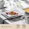 imageMALACASA Flora Porcelain Dinnerware Set 60Piece Square Plates Bowls Cups ampamp Saucers for 12