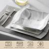 imageMALACASA Flora Porcelain Dinnerware Set 60Piece Square Plates Bowls Cups ampamp Saucers for 12