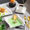 imageMALACASA Ivory White Dinnerware  60 Piece Porcelain Set for 12 Includes Plates Bowls Cups Saucers  Square Plates  Flora Series