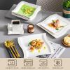 imageMALACASA Ivory White Dinnerware  60 Piece Porcelain Set for 12 Includes Plates Bowls Cups Saucers  Square Plates  Flora Series