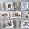 imageMALACASA Ivory White Dinnerware Set 12 Pieces  Porcelain Dinner Plates Dessert Plates and Bowls Square Flora PatternBlue