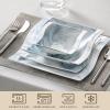 imageMALACASA Ivory White Dinnerware Set 12 Pieces  Porcelain Dinner Plates Dessert Plates and Bowls Square Flora PatternBlue