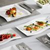 imageMALACASA Ivory White Dinnerware Set 12 Pieces  Porcelain Dinner Plates Dessert Plates and Bowls Square Flora PatternIvory White