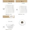 imageMALACASA Ivory White Dinnerware Set 12 Pieces  Porcelain Dinner Plates Dessert Plates and Bowls Square Flora PatternIvory White