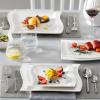imageMALACASA Ivory White Dinnerware Set 12 Pieces  Porcelain Dinner Plates Dessert Plates and Bowls Square Flora PatternIvory White