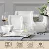 imageMALACASA Ivory White Dinnerware Set 12 Pieces  Porcelain Dinner Plates Dessert Plates and Bowls Square Flora PatternIvory White