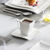 imageMALACASA Ivory White Dinnerware Set 12 Pieces  Porcelain Dinner Plates Dessert Plates and Bowls Square Flora PatternIvory White