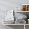 imageMALACASA Ivory White Dinnerware Set 12 Pieces  Porcelain Dinner Plates Dessert Plates and Bowls Square Flora PatternMarble Grey