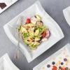 imageMALACASA Pasta Bowls 24 OZ Porcelain Salad Bowls Set of 6 Square Pasta Bowls Shallow Plates Serving Bowls for Ramen Salad and Pasta Marble Grey Series Flora