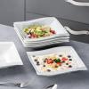 imageMALACASA Pasta Bowls 24 OZ Porcelain Salad Bowls Set of 6 Square Pasta Bowls Shallow Plates Serving Bowls for Ramen Salad and Pasta Marble Grey Series Flora