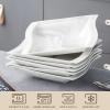 imageMALACASA Pasta Bowls 24 OZ Porcelain Salad Bowls Set of 6 Square Pasta Bowls Shallow Plates Serving Bowls for Ramen Salad and Pasta Marble Grey Series Flora