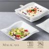imageMALACASA Pasta Bowls 24 OZ Porcelain Salad Bowls Set of 6 Square Pasta Bowls Shallow Plates Serving Bowls for Ramen Salad and Pasta Marble Grey Series Flora