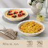 imageMALACASA Pie Dish for Baking Stoneware Pie Pan 9 Inch Embossed Deep Dish Pie Pans 45 OZ Round Baking Dish Pie Pan Fluted Dish Pie Plate for Apple Pie Quiche and Tart Set of 1 Series LYDIASet of 2