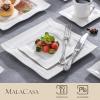 imageMALACASA Plates and Bowls Sets 12Piece Porcelain Dinnerware Sets for 4 Square Plates and Bowls for Dessert Salad and Soup Ceramic Dishes Dining Dishware Set Marble Grey Series BlanceMARIO  White
