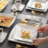 imageMALACASA Plates and Bowls Sets 12Piece Porcelain Dinnerware Sets for 4 Square Plates and Bowls for Dessert Salad and Soup Ceramic Dishes Dining Dishware Set Marble Grey Series BlanceBLANCE  Marble