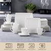 imageMALACASA Plates and Bowls Sets 12Piece Porcelain Dinnerware Sets for 4 Square Plates and Bowls for Dessert Salad and Soup Ceramic Dishes Dining Dishware Set Marble Grey Series BlanceBLANCE  White