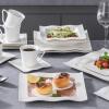 imageMALACASA Plates and Bowls Sets 12Piece Porcelain Dinnerware Sets for 4 Square Plates and Bowls for Dessert Salad and Soup Ceramic Dishes Dining Dishware Set Marble Grey Series BlanceMARIO  White