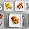 imageMALACASA Plates and Bowls Sets 12Piece Porcelain Dinnerware Sets for 4 Square Plates and Bowls for Dessert Salad and Soup Ceramic Dishes Dining Dishware Set Marble Grey Series BlanceBLANCE  White