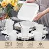 imageMALACASA Plates and Bowls Sets 12Piece Porcelain Dinnerware Sets for 4 Square Plates and Bowls for Dessert Salad and Soup Ceramic Dishes Dining Dishware Set Marble Grey Series BlanceELVIRA  White