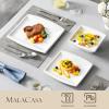 imageMALACASA Plates and Bowls Sets 12Piece Porcelain Dinnerware Sets for 4 Square Plates and Bowls for Dessert Salad and Soup Ceramic Dishes Dining Dishware Set Marble Grey Series BlanceBLANCE  White