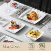 imageMALACASA Plates and Bowls Sets 12Piece Porcelain Dinnerware Sets for 4 Square Plates and Bowls for Dessert Salad and Soup Ceramic Dishes Dining Dishware Set Marble Grey Series BlanceBLANCE  Marble