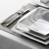 imageMALACASA Plates and Bowls Sets 12Piece Porcelain Dinnerware Sets for 4 Square Plates and Bowls for Dessert Salad and Soup Ceramic Dishes Dining Dishware Set Marble Grey Series BlanceBLANCE  Marble