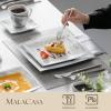 imageMALACASA Plates and Bowls Sets 12Piece Porcelain Dinnerware Sets for 4 Square Plates and Bowls for Dessert Salad and Soup Ceramic Dishes Dining Dishware Set Marble Grey Series BlanceBLANCE  Marble