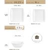 imageMALACASA Plates and Bowls Sets 12Piece Porcelain Dinnerware Sets for 4 Square Plates and Bowls for Dessert Salad and Soup Ceramic Dishes Dining Dishware Set Marble Grey Series BlanceBLANCE  White