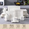 imageMALACASA Plates and Bowls Sets 12Piece Porcelain Dinnerware Sets for 4 Square Plates and Bowls for Dessert Salad and Soup Ceramic Dishes Dining Dishware Set Marble Grey Series BlanceMARIO  White