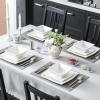 imageMALACASA Plates and Bowls Sets 12Piece Porcelain Dinnerware Sets for 4 Square Plates and Bowls for Dessert Salad and Soup Ceramic Dishes Dining Dishware Set Marble Grey Series BlanceBLANCE  White
