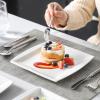 imageMALACASA Plates and Bowls Sets 12Piece Porcelain Dinnerware Sets for 4 Square Plates and Bowls for Dessert Salad and Soup Ceramic Dishes Dining Dishware Set Marble Grey Series BlanceBLANCE  White
