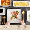 imageMALACASA Plates and Bowls Sets 12Piece Porcelain Dinnerware Sets for 4 Square Plates and Bowls for Dessert Salad and Soup Ceramic Dishes Dining Dishware Set Marble Grey Series BlanceBLANCE  Marble