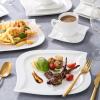 imageMALACASA Plates and Bowls Sets 12Piece Porcelain Dinnerware Sets for 4 Square Plates and Bowls for Dessert Salad and Soup Ceramic Dishes Dining Dishware Set Marble Grey Series BlanceELVIRA  White