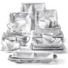 imageMALACASA Plates and Bowls Sets 12Piece Porcelain Dinnerware Sets for 4 Square Plates and Bowls for Dessert Salad and Soup Ceramic Dishes Dining Dishware Set Marble Grey Series BlanceBLANCE  Marble