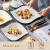 imageMALACASA Plates and Bowls Sets 12Piece Porcelain Dinnerware Sets for 4 Square Plates and Bowls for Dessert Salad and Soup Ceramic Dishes Dining Dishware Set Marble Grey Series BlanceELVIRA  Marble