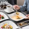 imageMALACASA Plates and Bowls Sets 12Piece Porcelain Dinnerware Sets for 4 Square Plates and Bowls for Dessert Salad and Soup Ceramic Dishes Dining Dishware Set Marble Grey Series BlanceELVIRA  Marble