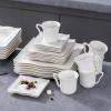 imageMALACASA Plates and Bowls Sets 12Piece Porcelain Dinnerware Sets for 4 Square Plates and Bowls for Dessert Salad and Soup Ceramic Dishes Dining Dishware Set Marble Grey Series BlanceMARIO  White
