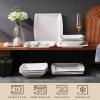 imageMALACASA Plates and Bowls Sets for 6 12 Piece Ivory White Square Dinnerware Set Porcelain Dishes Set with Dinner Plates and Soup Plates Kitchen Dish Set Series BlanceWhite