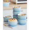imageMALACASA Ramekins 10 oz Set of 6 Porcelain Creme Brulee Ramekins Oven Safe Ceramic Souffle Dish Ramekin Cups Individual Baking Dish for Pudding Dipping Sauce Cooking Blue Series RAMEKINDISH