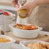 imageMALACASA Souffle Dishes105 OZ Ramekins for Baking White Vine Pattern Ramekin Bowls with Double Handle Ramekin Oven Safe for Pudding Cupcake and Creme Brulee Set of 4 Series Ramekin