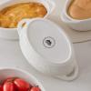 imageMALACASA Souffle Dishes105 OZ Ramekins for Baking White Vine Pattern Ramekin Bowls with Double Handle Ramekin Oven Safe for Pudding Cupcake and Creme Brulee Set of 4 Series Ramekin